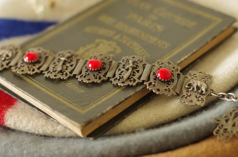 古董法國購入銀色蕾絲雕花大象手劍刀手鍊 法蒂瑪之手HAMSA