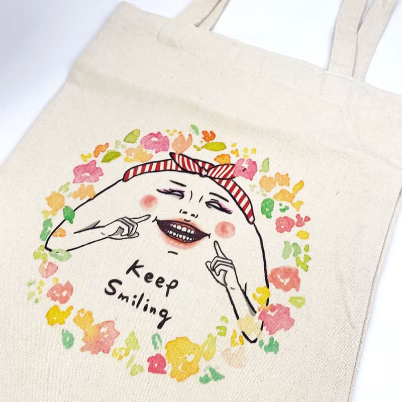 Keep smiling 肩背帆布袋