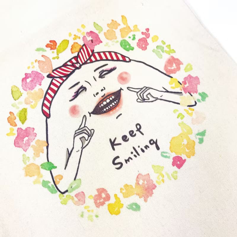 Keep smiling 肩背帆布袋