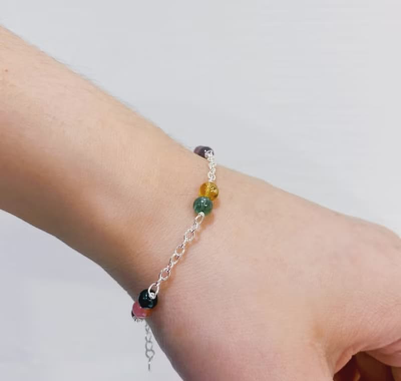 拾銀 | 心之彩虹純銀手鍊 |  彩色碧璽
