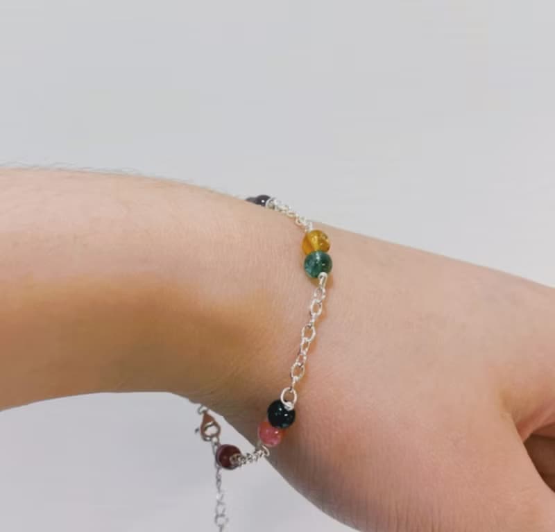 拾銀 | 心之彩虹純銀手鍊 |  彩色碧璽