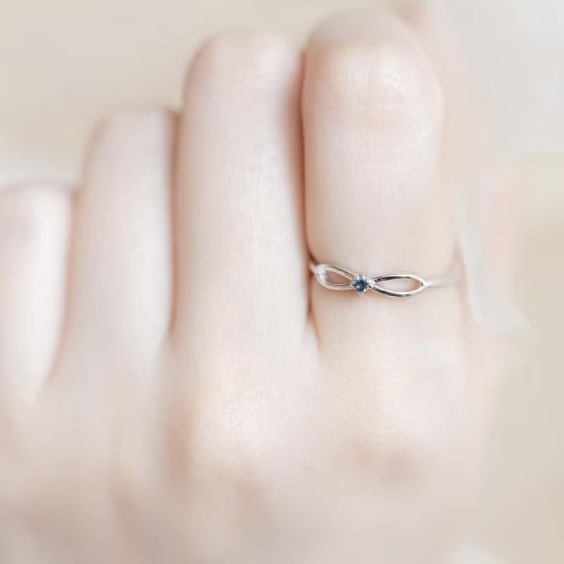 倫敦藍托帕石925純銀無限設計戒指 可調式戒指