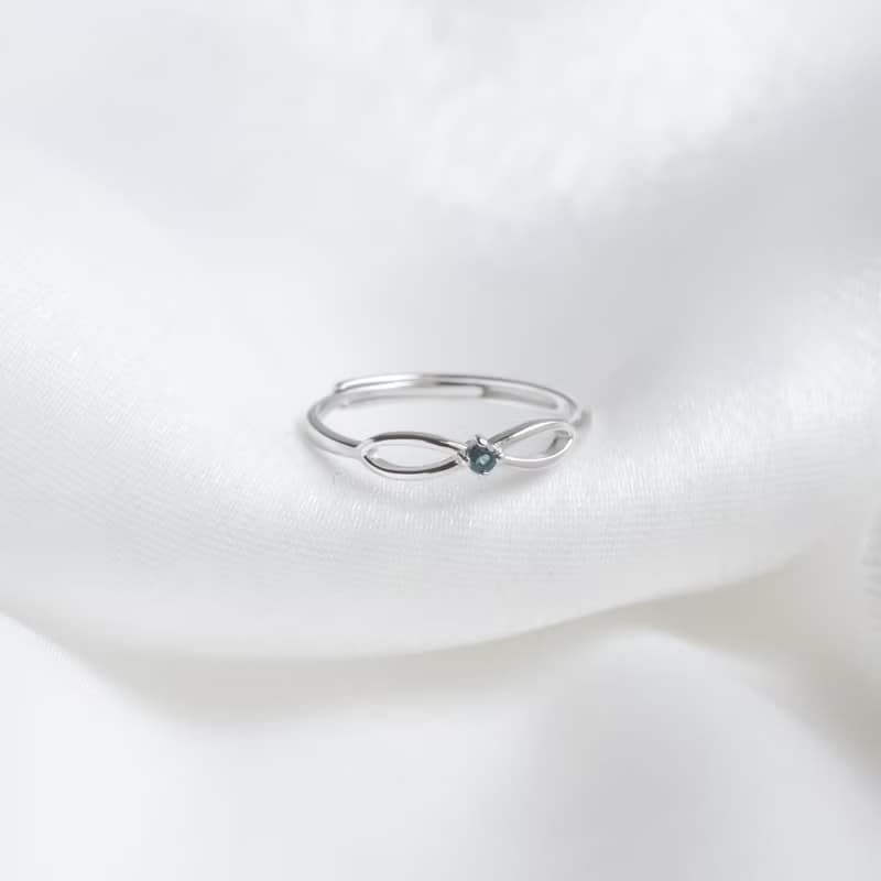 倫敦藍托帕石925純銀無限設計戒指 可調式戒指