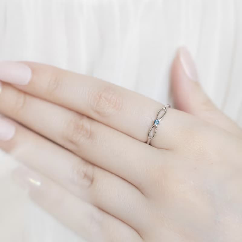 倫敦藍托帕石925純銀無限設計戒指 可調式戒指