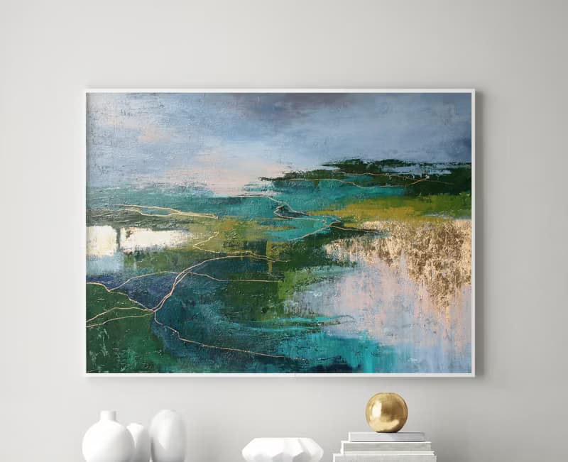 Landscape Abstract | Abstract Landscape Painting | Green Abstract Art | North 2