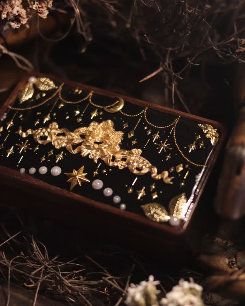 復古風格木首飾盒 夜之帷幕