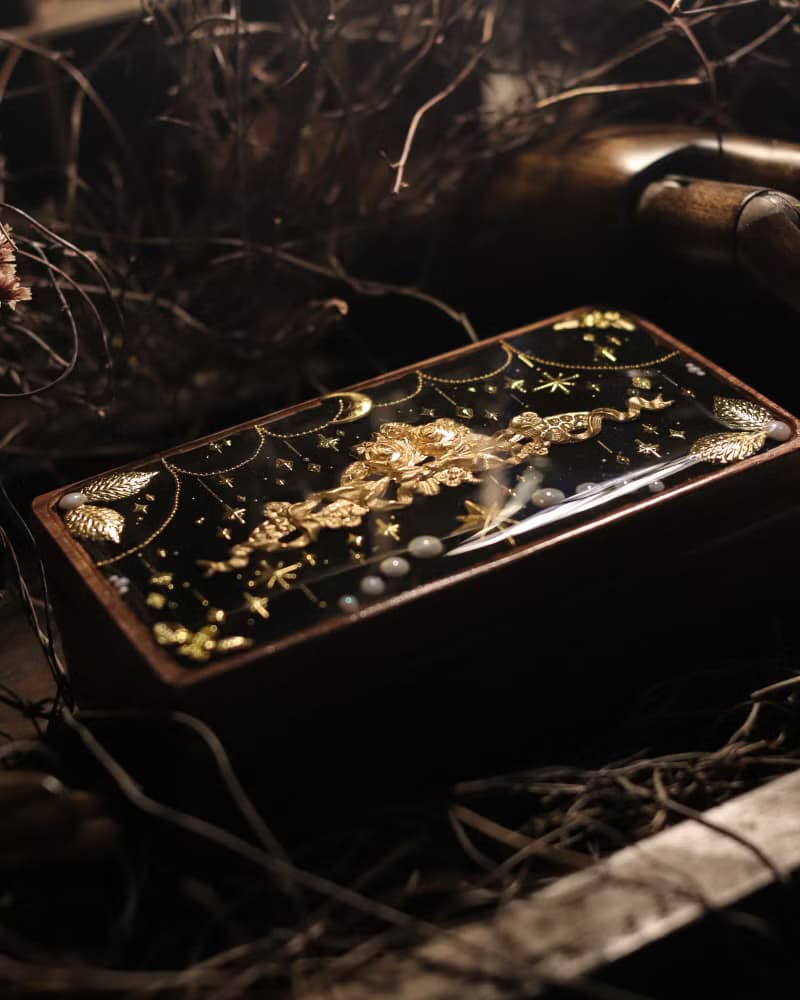 復古風格木首飾盒 夜之帷幕