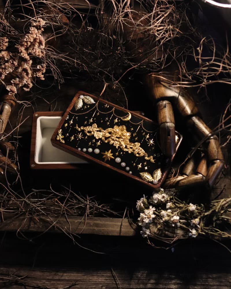 復古風格木首飾盒 夜之帷幕