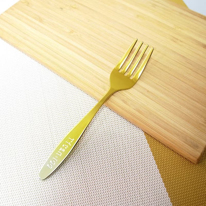 【日本製 Horie】鈦愛寶貝系列-純鈦抗菌ECO環保幼兒叉(漸層金)