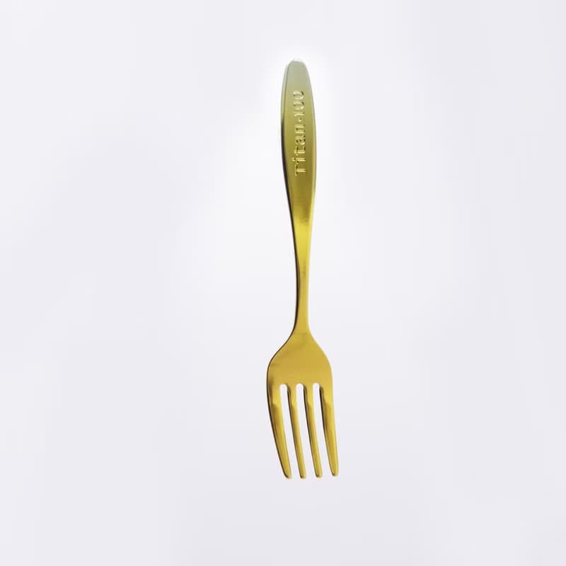 【日本製 Horie】鈦愛寶貝系列-純鈦抗菌ECO環保幼兒叉(漸層金)