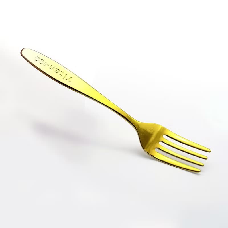 【日本製 Horie】鈦愛寶貝系列-純鈦抗菌ECO環保幼兒叉(漸層金)