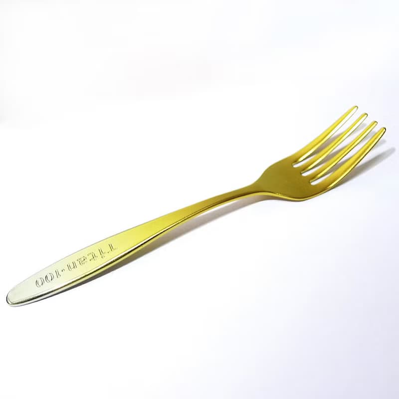 【日本製 Horie】鈦愛寶貝系列-純鈦抗菌ECO環保幼兒叉(漸層金)