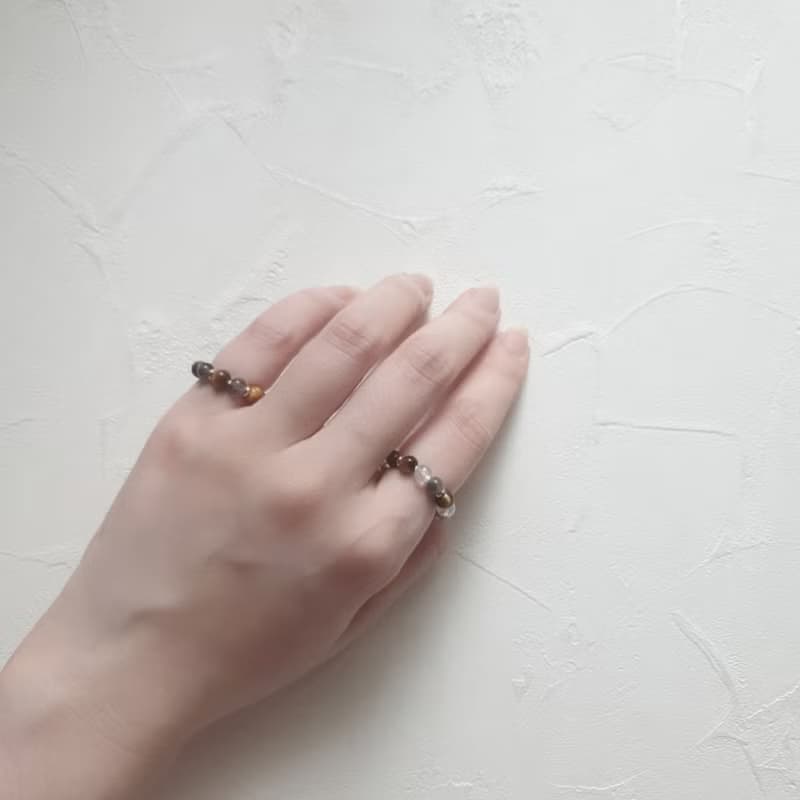 定心金石 天然晶石食指戒 (堇青石.虎眼石.爆花白水晶)考生必備