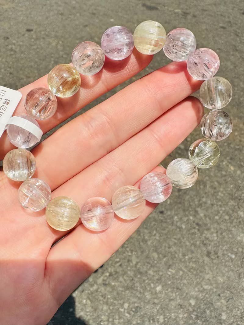 精品螢光星閃拉絲雙色紫鋰輝10.8-11.3mm41.18g提高睡眠緩解焦慮