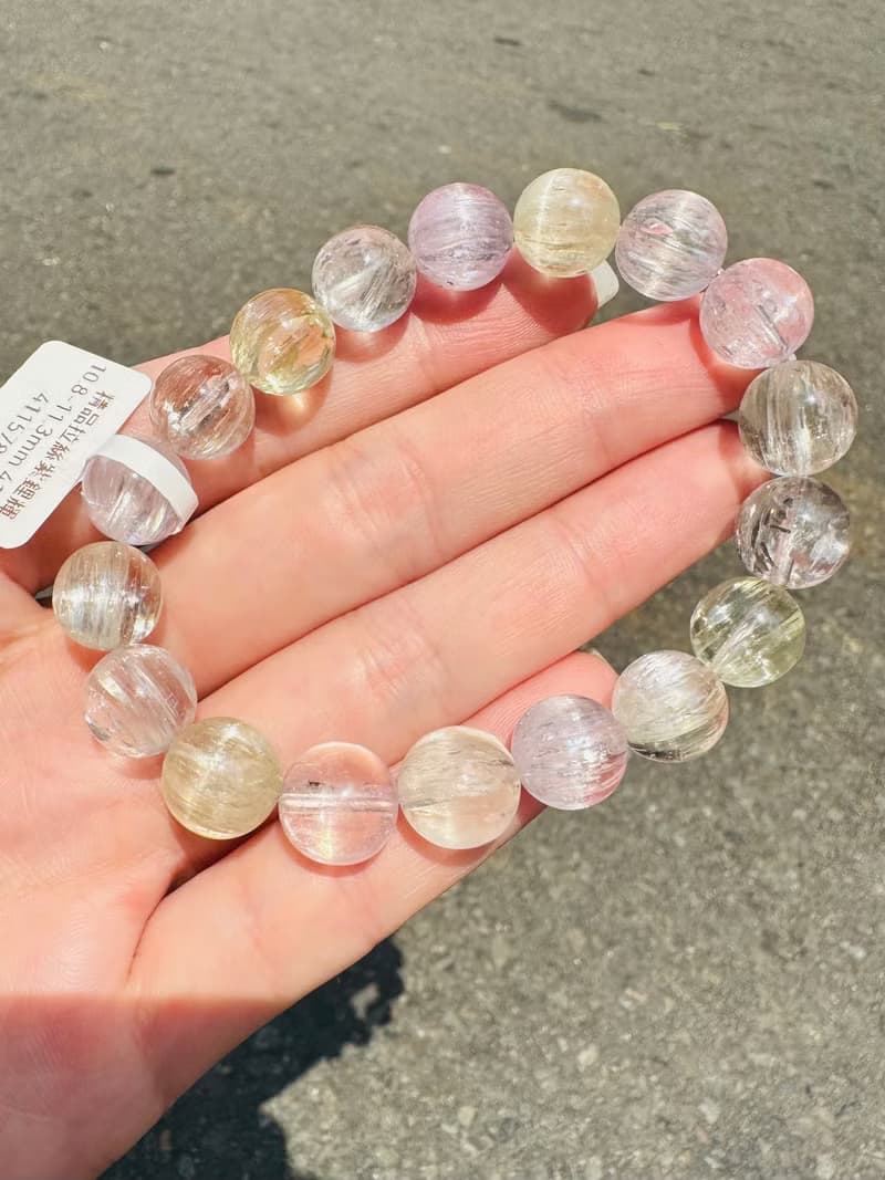 精品螢光星閃拉絲雙色紫鋰輝10.8-11.3mm41.18g提高睡眠緩解焦慮