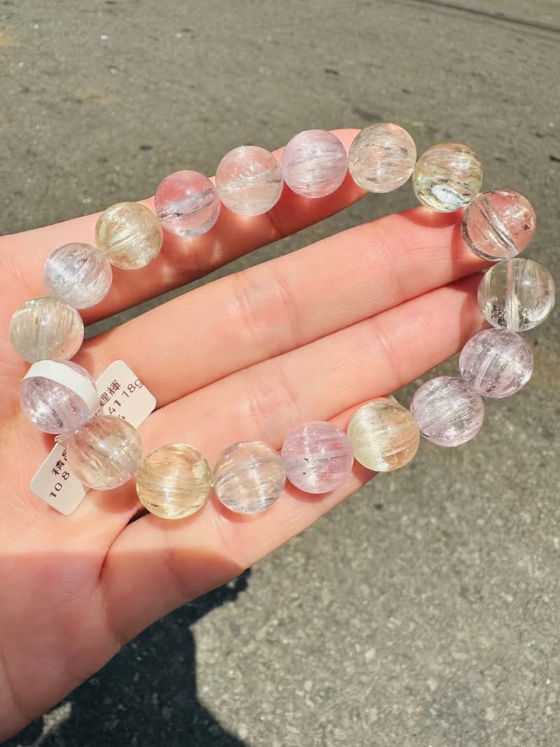 精品螢光星閃拉絲雙色紫鋰輝10.8-11.3mm41.18g提高睡眠緩解焦慮