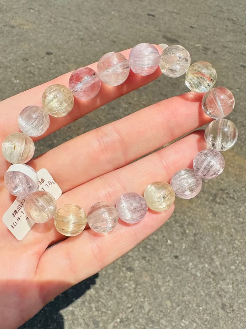 精品螢光星閃拉絲雙色紫鋰輝10.8-11.3mm41.18g提高睡眠緩解焦慮