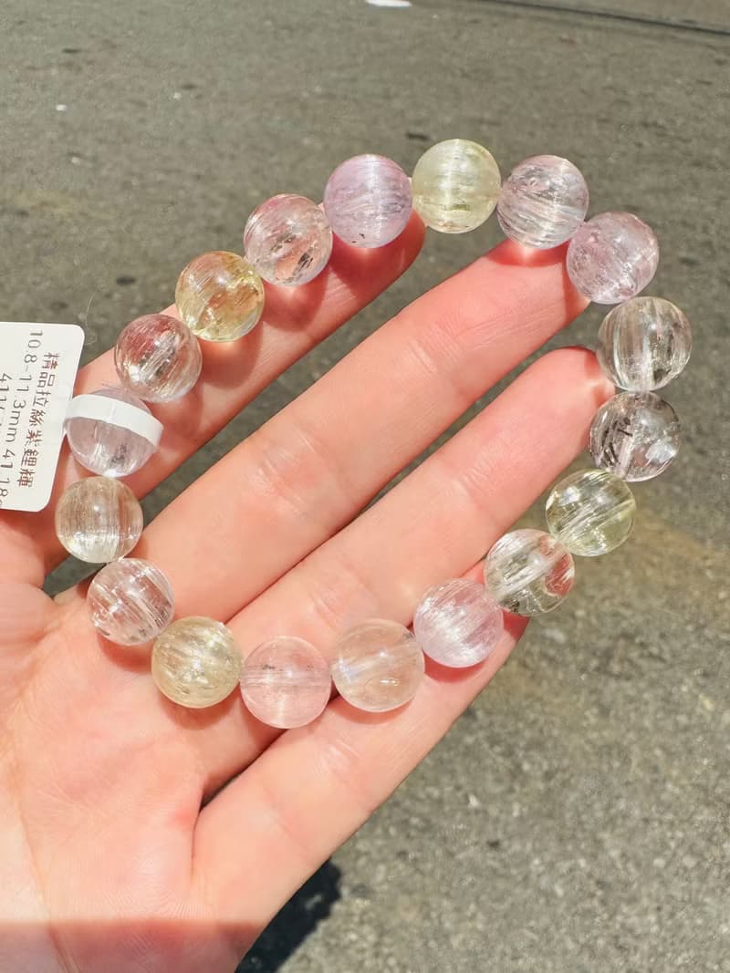 精品螢光星閃拉絲雙色紫鋰輝10.8-11.3mm41.18g提高睡眠緩解焦慮