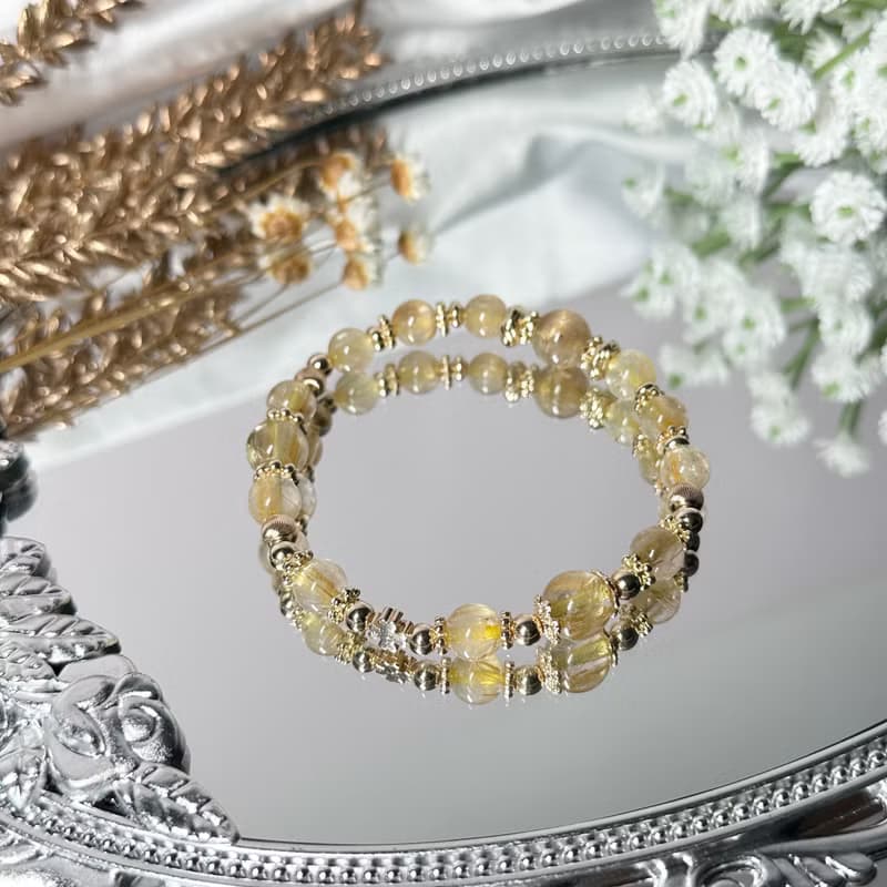 金幣鈦后招財手串 - 金鈦晶/鈦晶手鍊/金髮晶手鍊