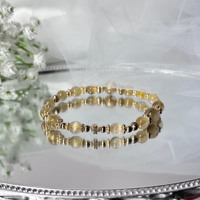 金幣鈦后招財手串 - 金鈦晶/鈦晶手鍊/金髮晶手鍊