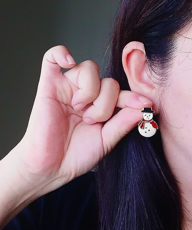 Vintage Jewelry 西洋古董飾品 AVON 可愛 小雪人 針式耳環