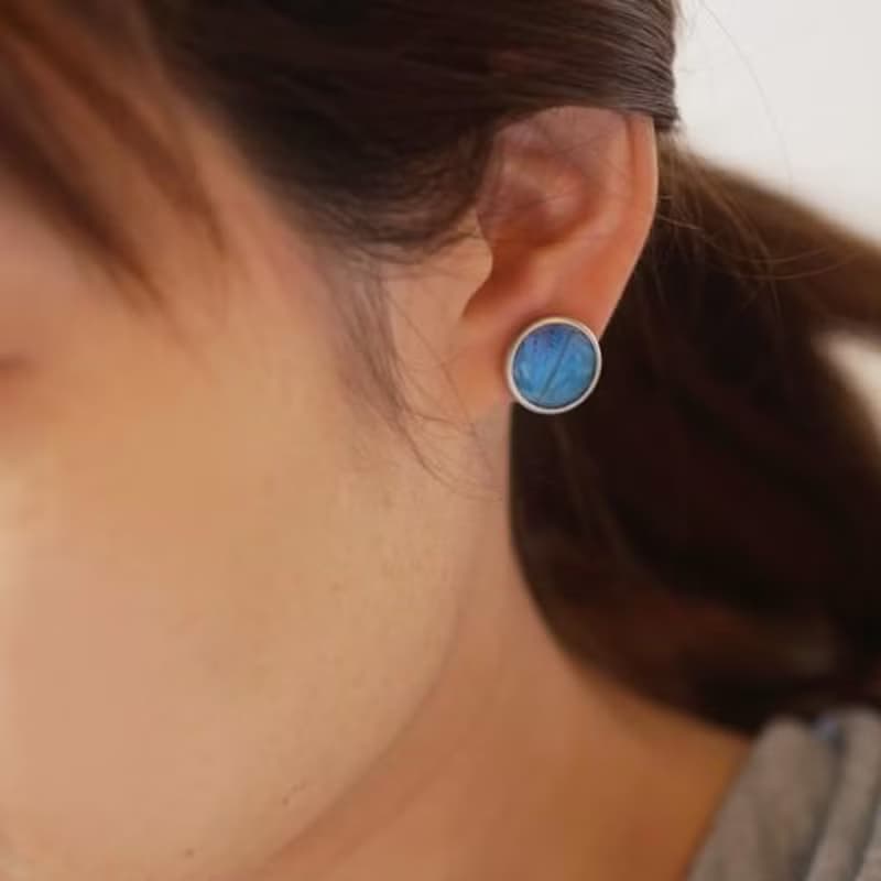 モルフォ蝶のはねのまるピアス 真鍮 K18GP ペア