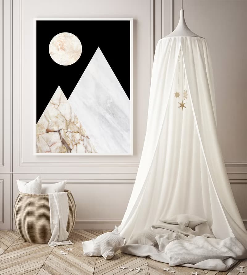 Abstract Mountain Peaks Marble Landscape Art Print