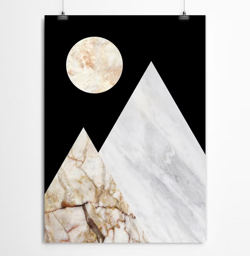 Abstract Mountain Peaks Marble Landscape Art Print
