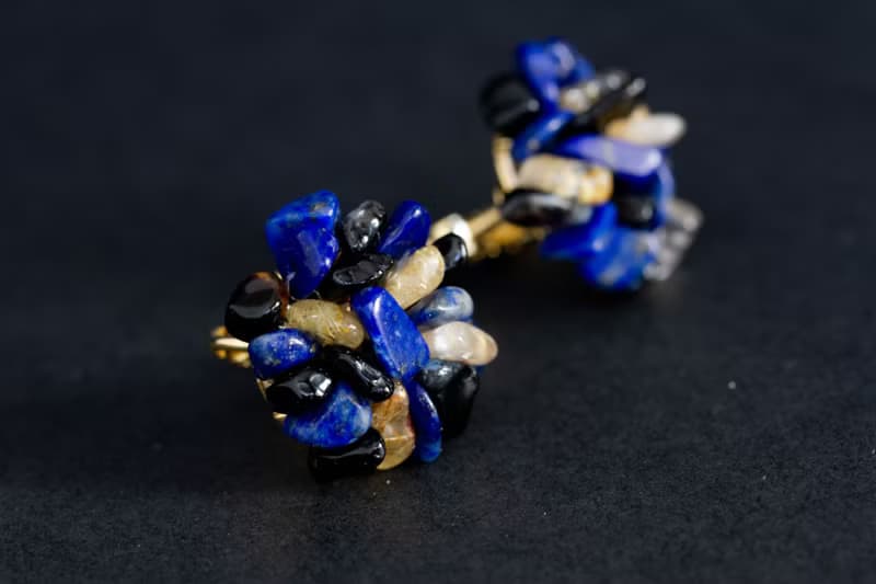 天然石モザイクイヤリング　Vermeer