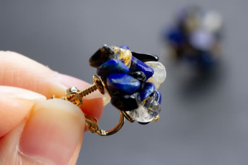 天然石モザイクイヤリング　Vermeer