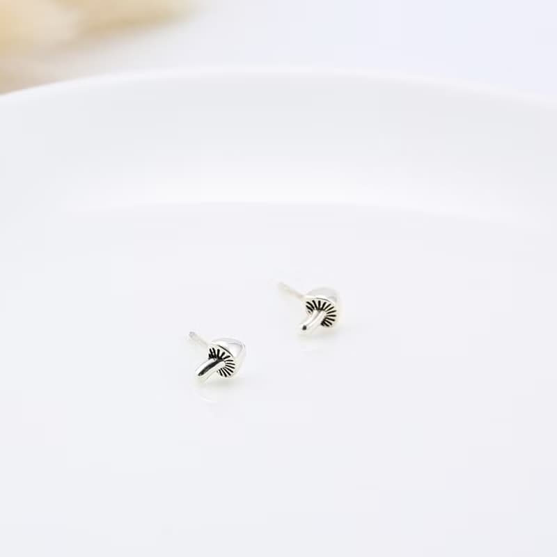 【Angel & Me】神奇 蘑菇 香菇 一對 s925 純銀 耳環 耳夾 禮物