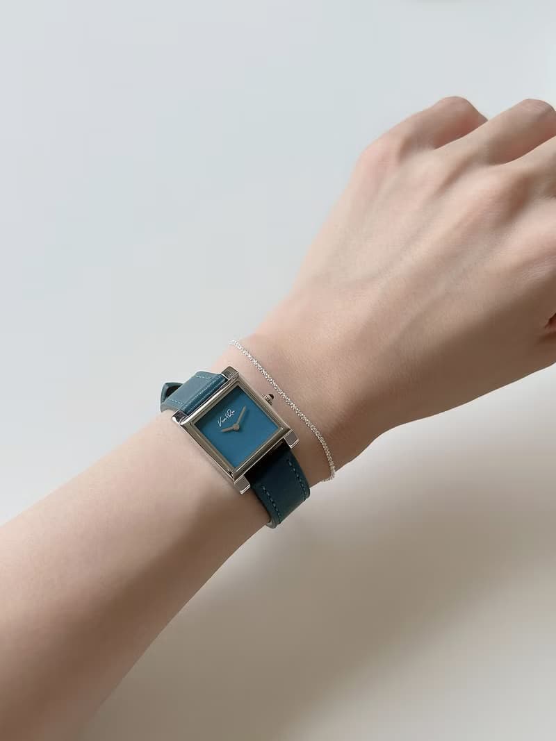 【Ven & Qu】Doris 銀色青綠手錶 – 22×29 mm 不鏽鋼錶殼