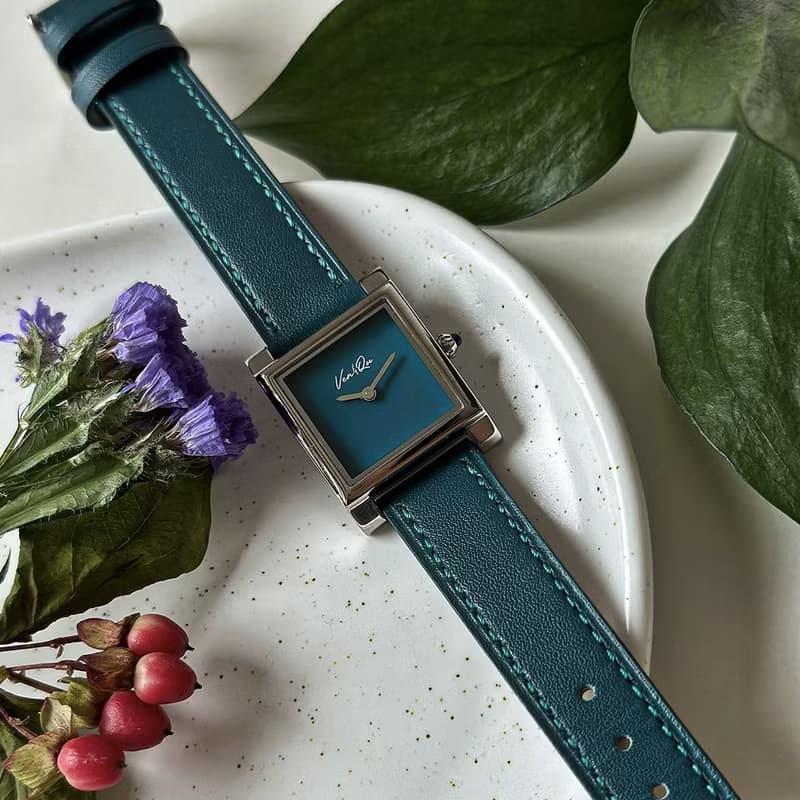 【Ven & Qu】Doris 銀色青綠手錶 – 22×29 mm 不鏽鋼錶殼