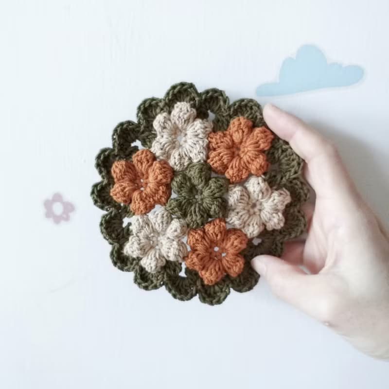 小花拼貼隔熱墊 杯墊 直徑13cm 自由配色