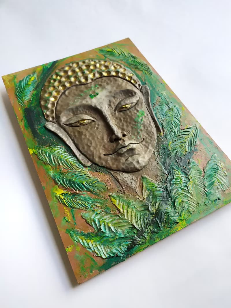 Wall Art Sculpture - Painting Gold Buddha In The Jungle Of Thoughts.
