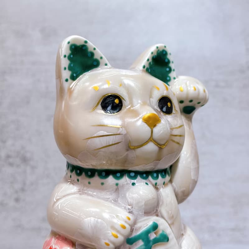 【花耀福貓】日本清水燒招財貓 | 花結晶 杏 体花 千萬両 左