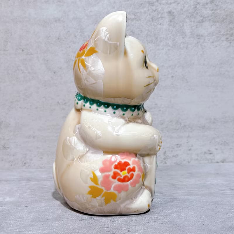 【花耀福貓】日本清水燒招財貓 | 花結晶 杏 体花 千萬両 左