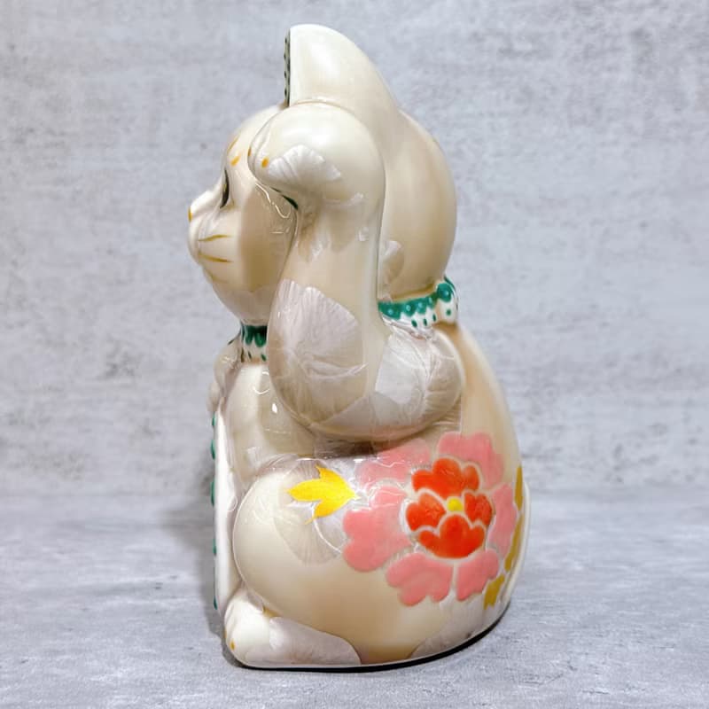 【花耀福貓】日本清水燒招財貓 | 花結晶 杏 体花 千萬両 左