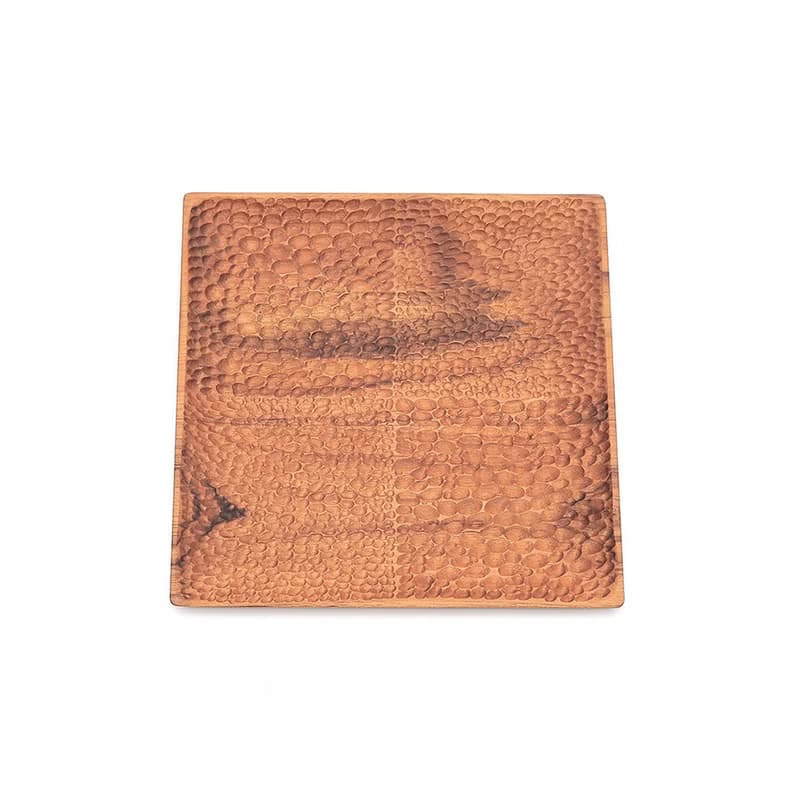 天然柚木方型托盤/餐盤M號-波點款│24CM不上漆原木製 露營野餐