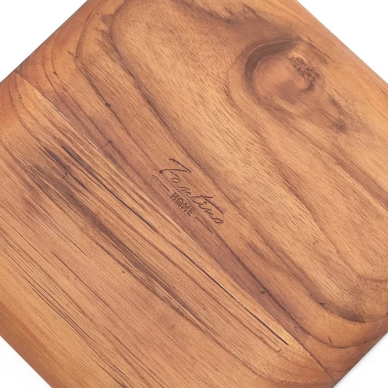 天然柚木方型托盤/餐盤M號-波點款│24CM不上漆原木製 露營野餐