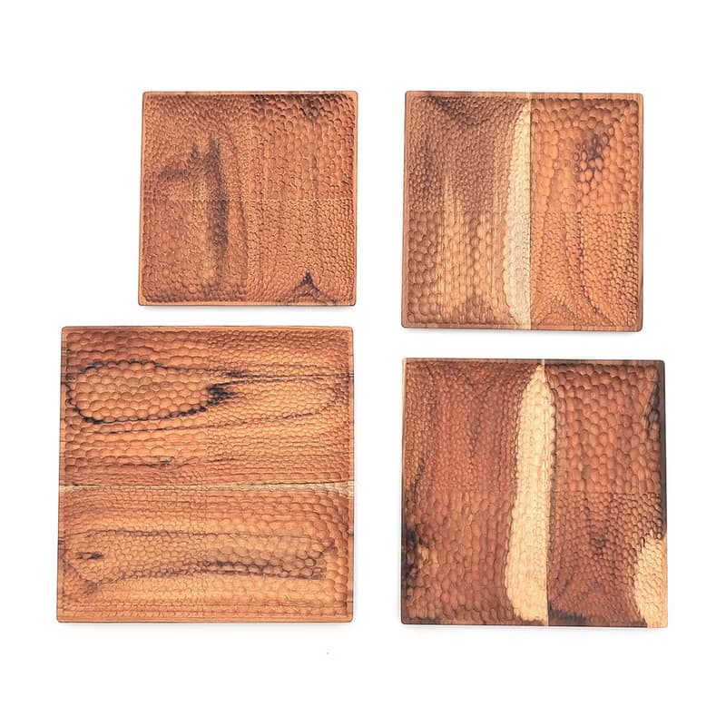 天然柚木方型托盤/餐盤M號-波點款│24CM不上漆原木製 露營野餐