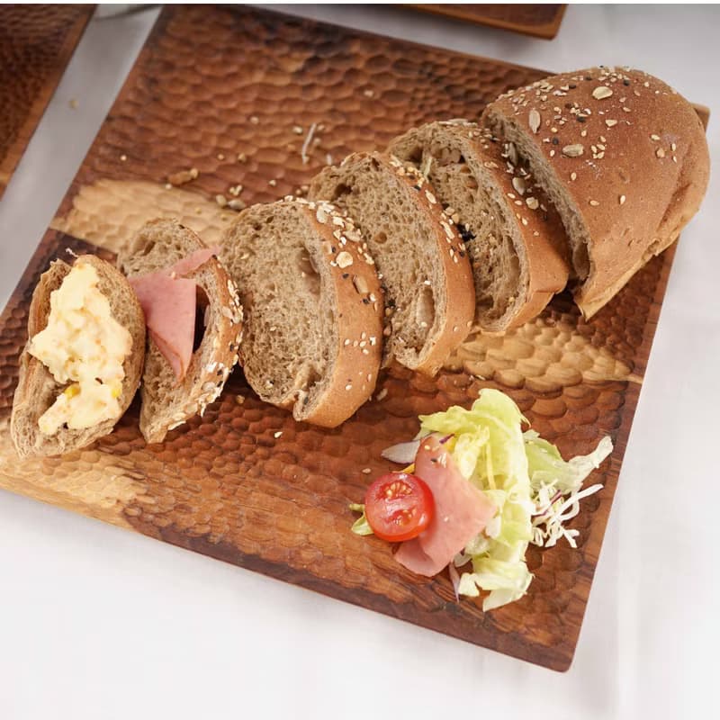 天然柚木方型托盤/餐盤M號-波點款│24CM不上漆原木製 露營野餐