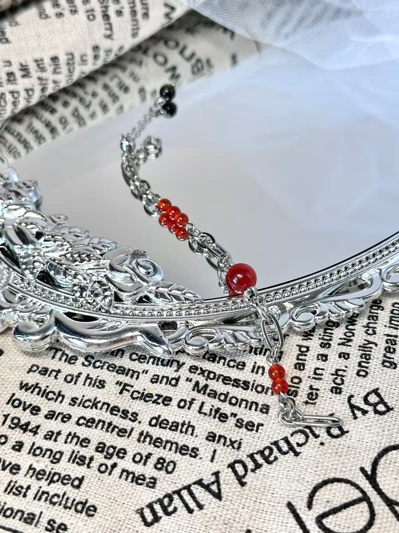 浪漫火族公主瑪瑙手鍊 - 醫療鋼/紅瑪瑙/金曜石