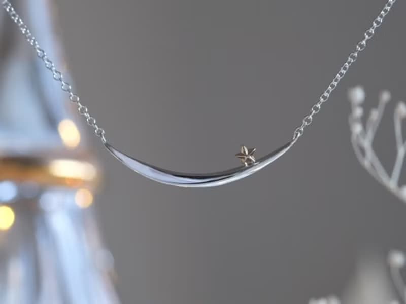 Næturslippur necklace　K10YG×silver925　月と星リング　シルバー×ゴールド