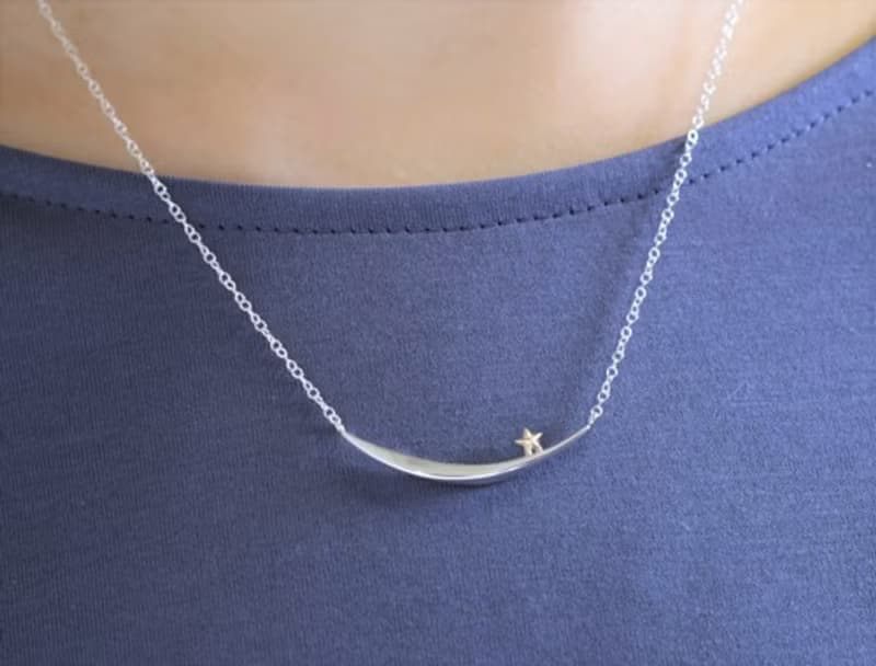 Næturslippur necklace　K10YG×silver925　月と星リング　シルバー×ゴールド