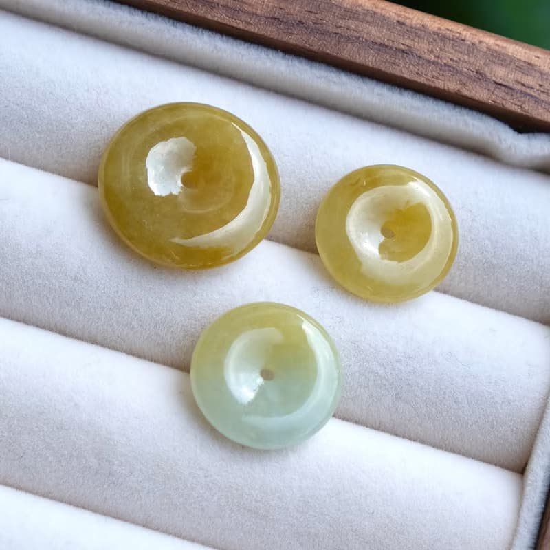 黃翡翠平安扣 天然緬甸翡翠A貨 平安扣 黃翡翠 項鍊 手鏈 送禮
