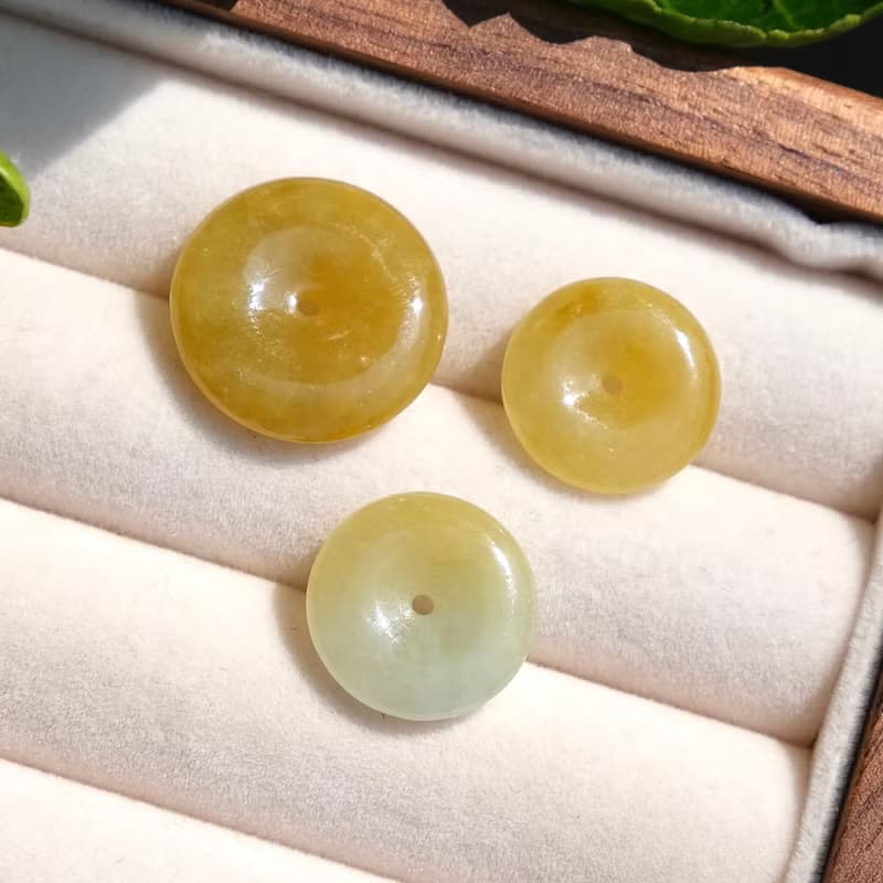 黃翡翠平安扣 天然緬甸翡翠A貨 平安扣 黃翡翠 項鍊 手鏈 送禮