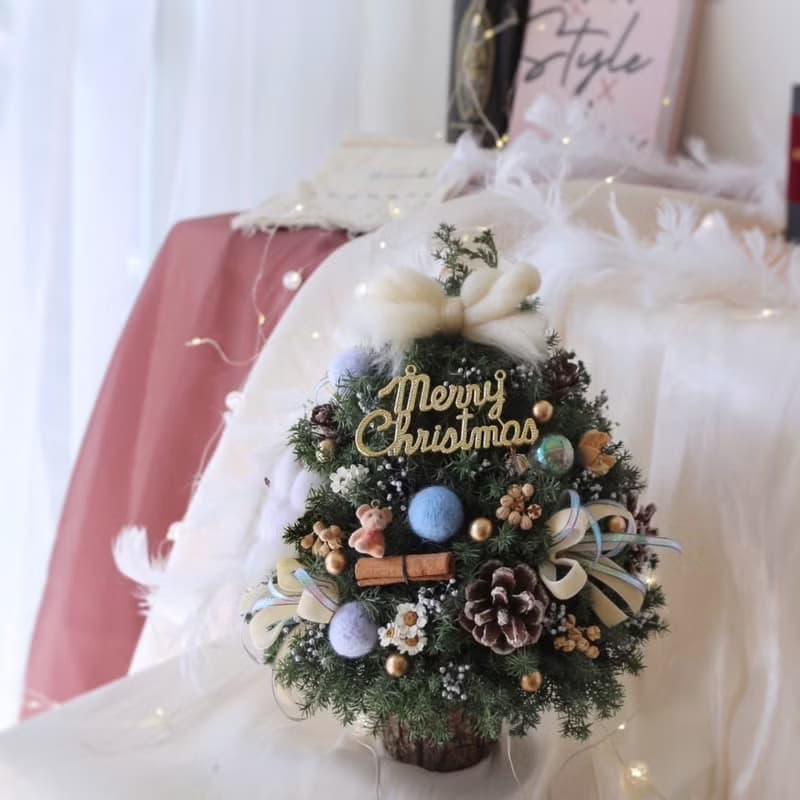 可愛小熊雪松聖誕樹藍色系裝飾 永生聖誕樹 聖誕節裝飾 聖誕禮物