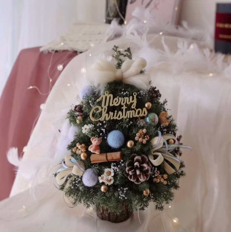 可愛小熊雪松聖誕樹藍色系裝飾 永生聖誕樹 聖誕節裝飾 聖誕禮物