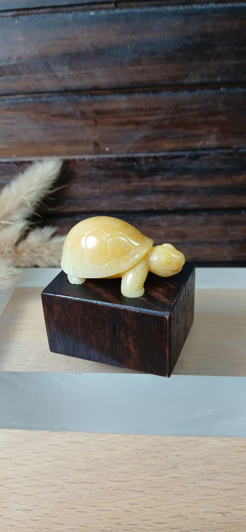 雕件 逗樂動物-金財龜 金絲玉